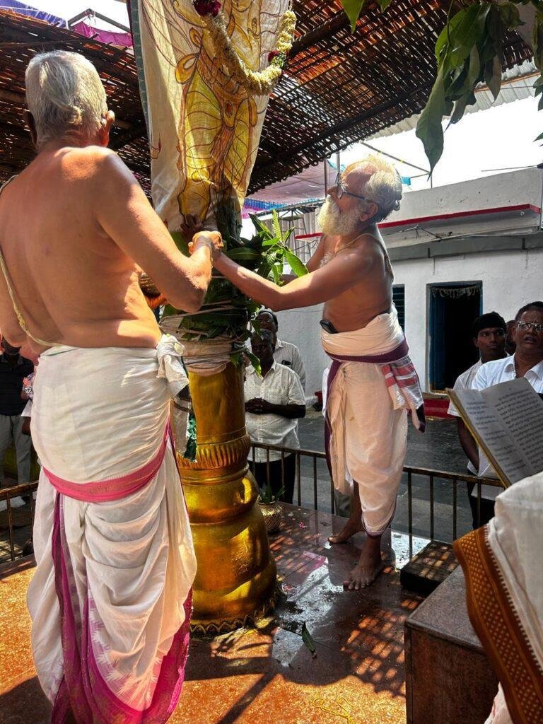 రామాలయంలో వైభవంగా గరుడ సేవ ధ్వజరోహణం బేరీ పూజ